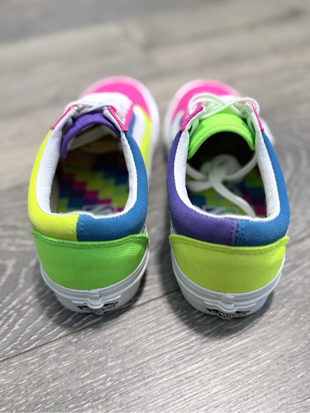 Vans Old School Neon Multi Colorblock Sneakers Pink/Blue/Yellow/Purple M5 W6.5 - Picture 4 of 11
